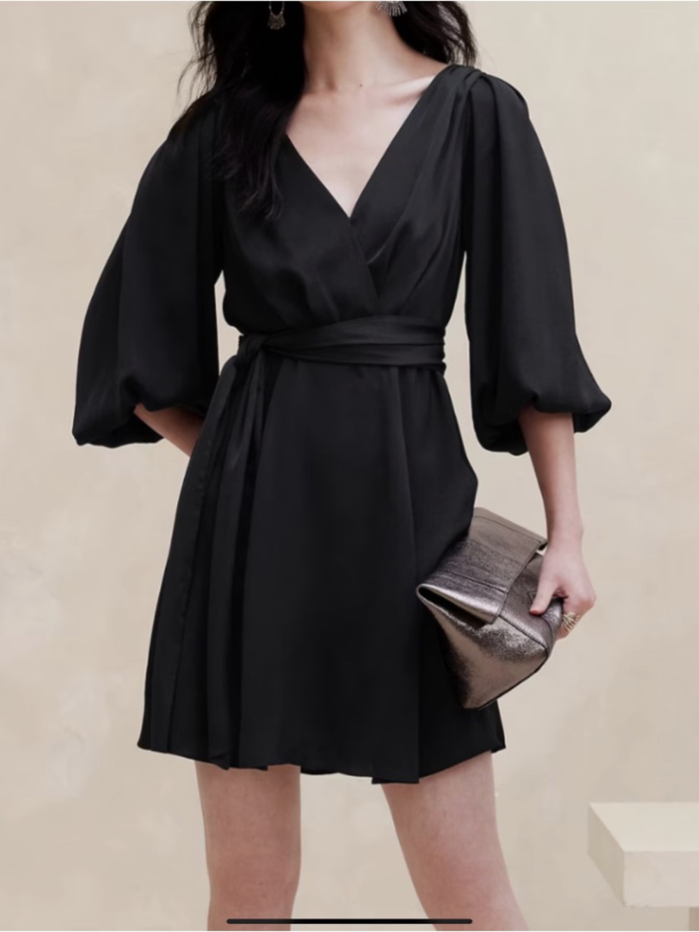 Banana Republic $120 Women's BLOUSON MINI DRESS, Black